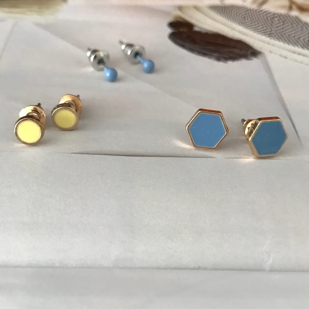 Blue + Yellow Earring Trio Set